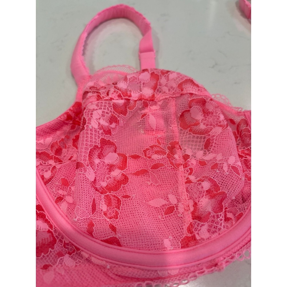 Body By Victoria Soft Lace Unlined Demi Pink Bra 342185-22U Size 38 D - Picture 2 of 9